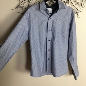Slim fit medium mens button down shirt blue purple